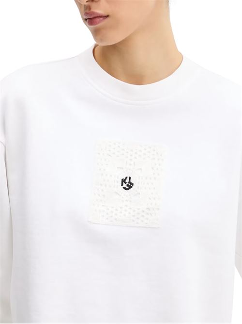 Felpa donna bianca in cotone Karl Lagerfeld jeans | A2W20018100